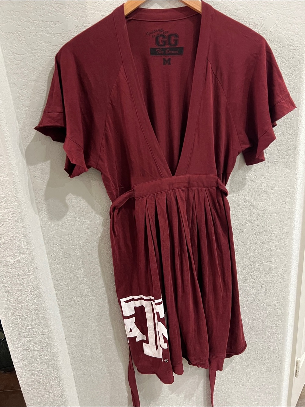Women's Texas A&M Burgundy V-Neck Pleated Wrap Dress - Size M